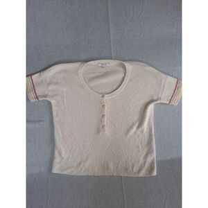 Madewell Women XS Modal Wrinkle Stripe Armband Top Blouse Short Sleeve Polyamide